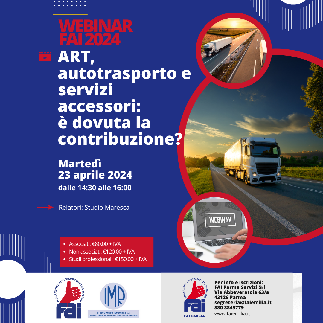 Webinar "ART, autotrasporto e servizi accessori: è dovuta la contribuzione?"